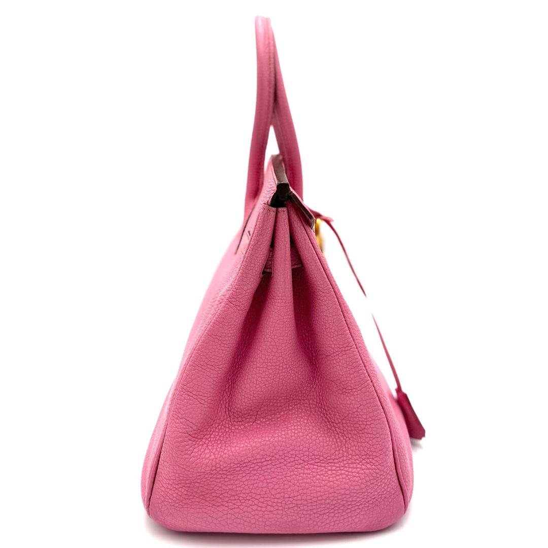 Birkin 35 Togo Leather Bubblegum Pink Bag With Gold Hardware