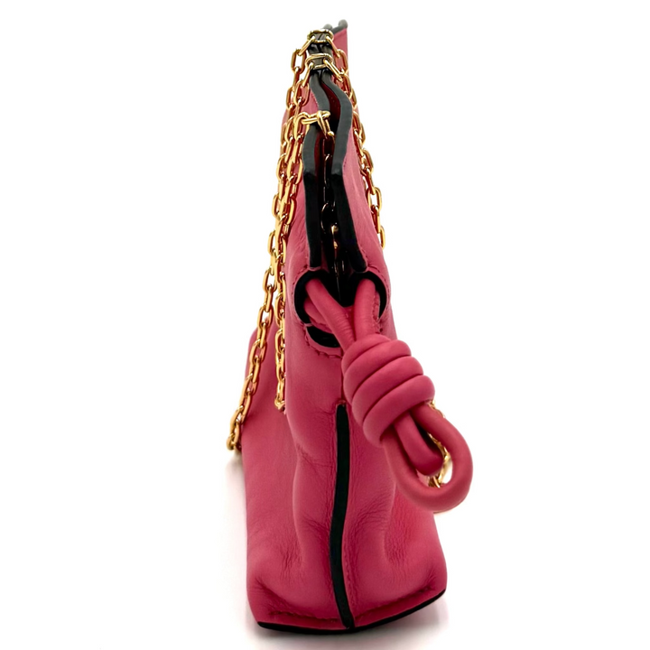 Flamenco Nano Knot Chain Leather Clutch Crossbody Bag