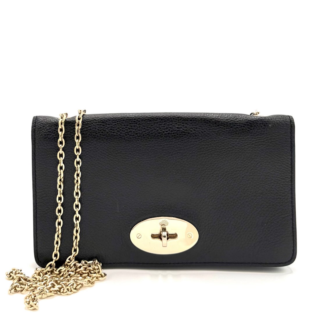 Black Leather Minaudière With Chain Strap
