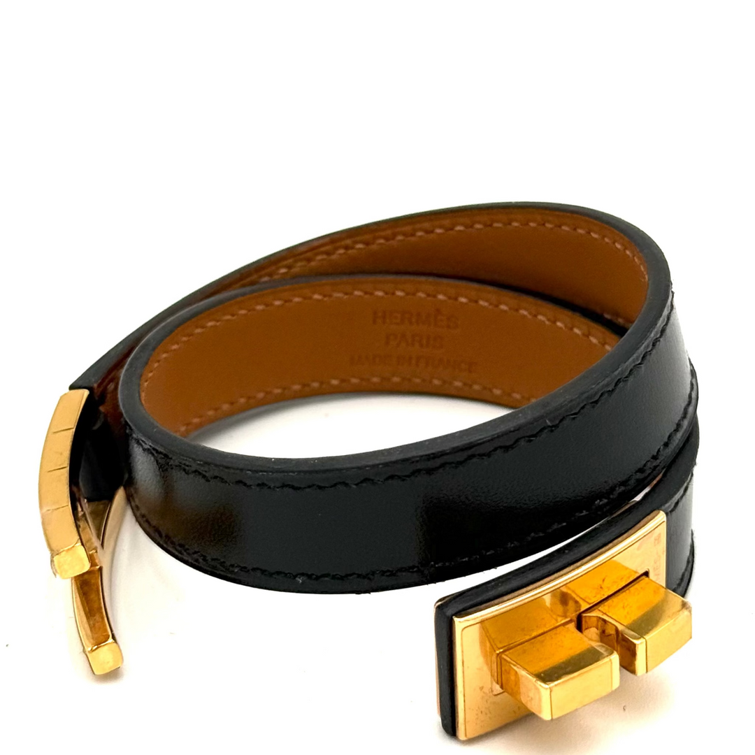 Leather Drag Double Tour Wrap Bracelet