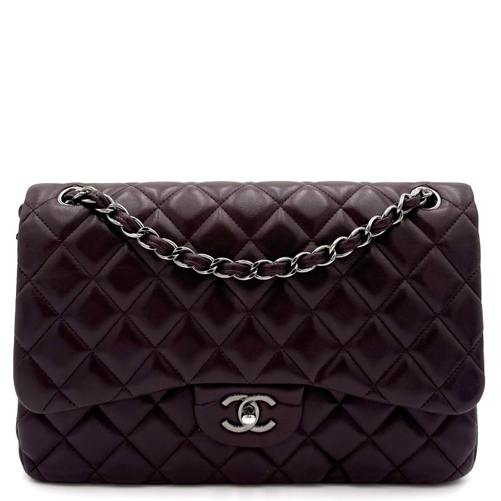 Classic Jumbo Double Flap Lambskin Leather Bag