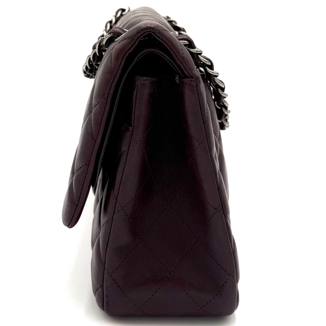 Classic Jumbo Double Flap Lambskin Leather Bag