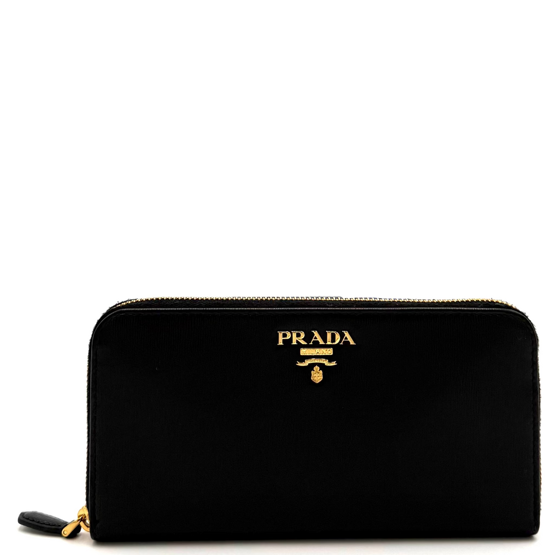 Vitello Move Black Leather Long Wallet