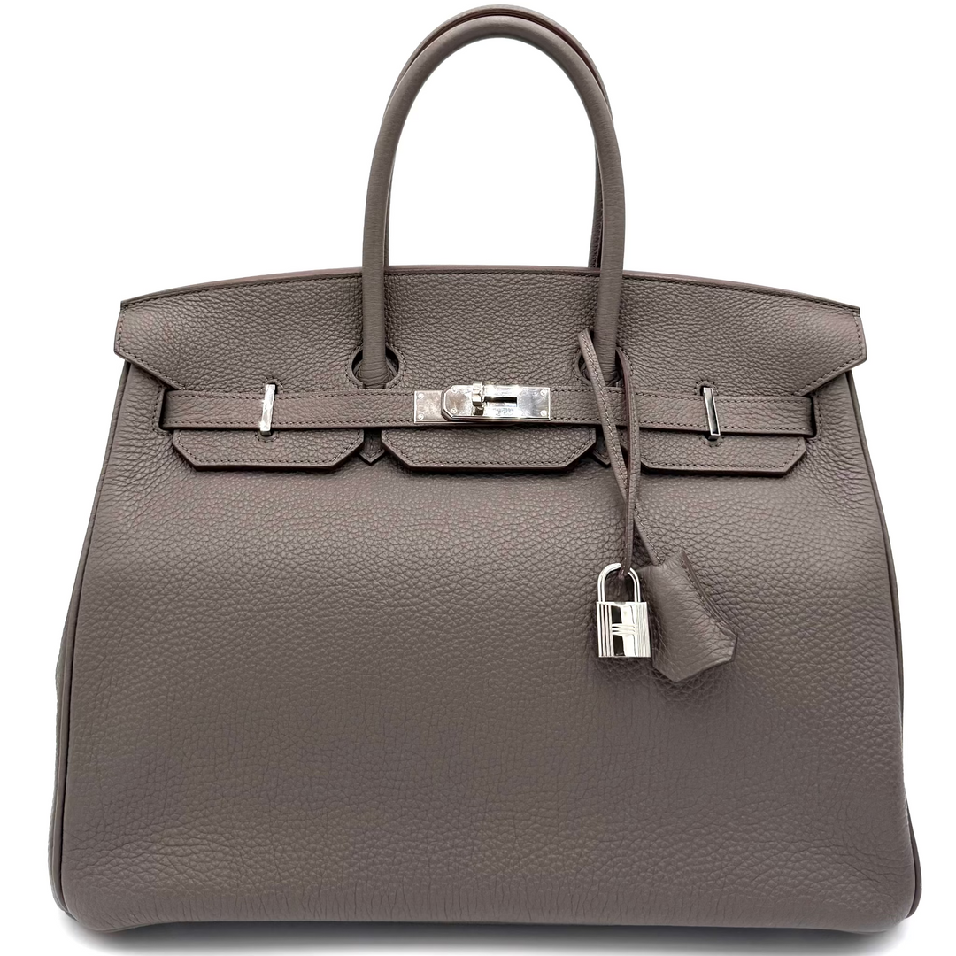 Birkin 35 Togo Leather Etain Bag With Palladium Hardware