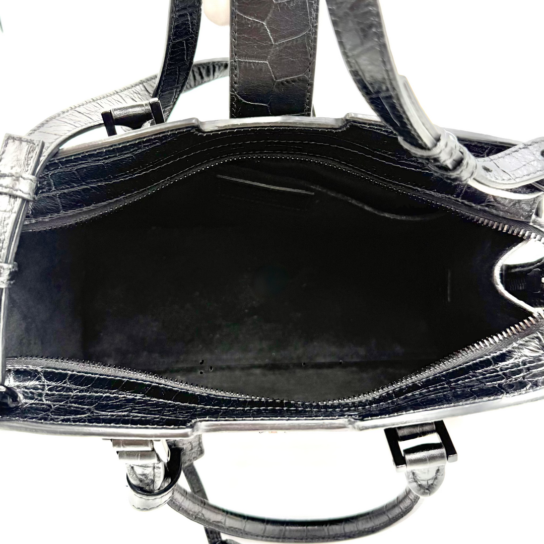 Cabas Croc Embossed Leather Bag