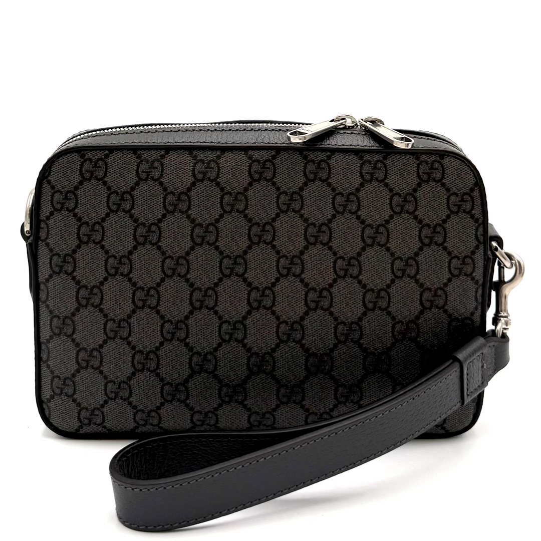 Ophidia Small Shoulder Bag GG Supreme Grey/Black Canvas