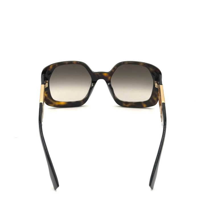 A pair of square sunglasses with a dark tortoiseshell frame and gradient gray lenses, shown from the back on a plain white background.