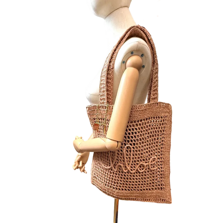 Summer Banana Logo Raffia Tote