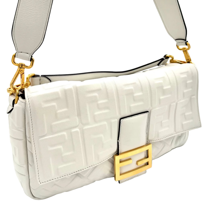 1974 Nappa FF Embossed Leather Large Baguette Bag