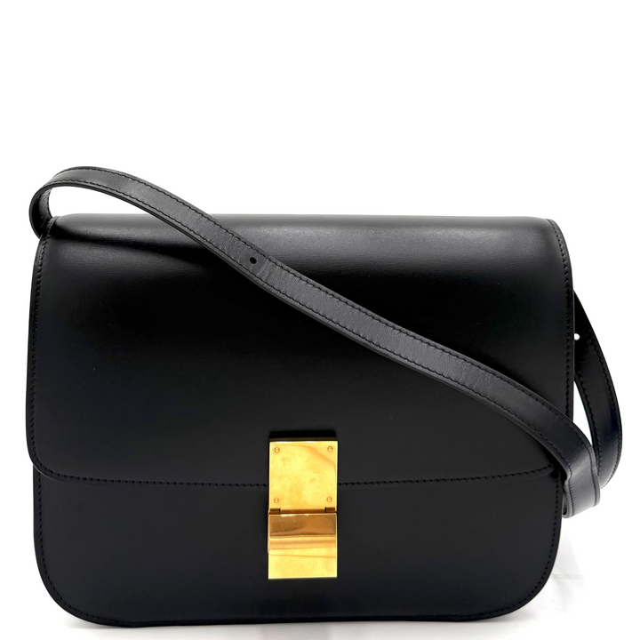 Classic Box Flap Medium Calfskin Leather Bag