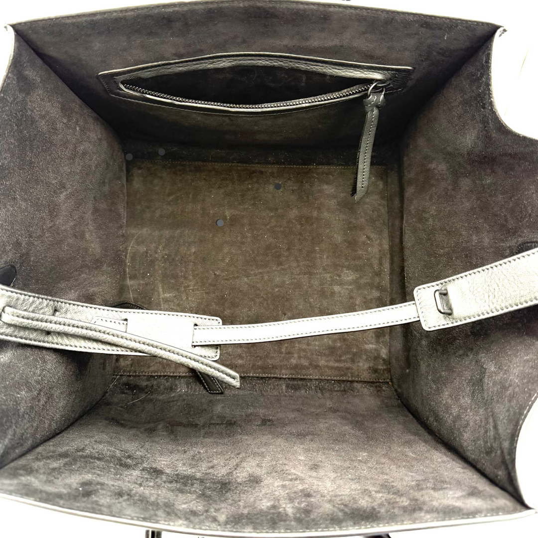 So Black Leather Luggage Tote