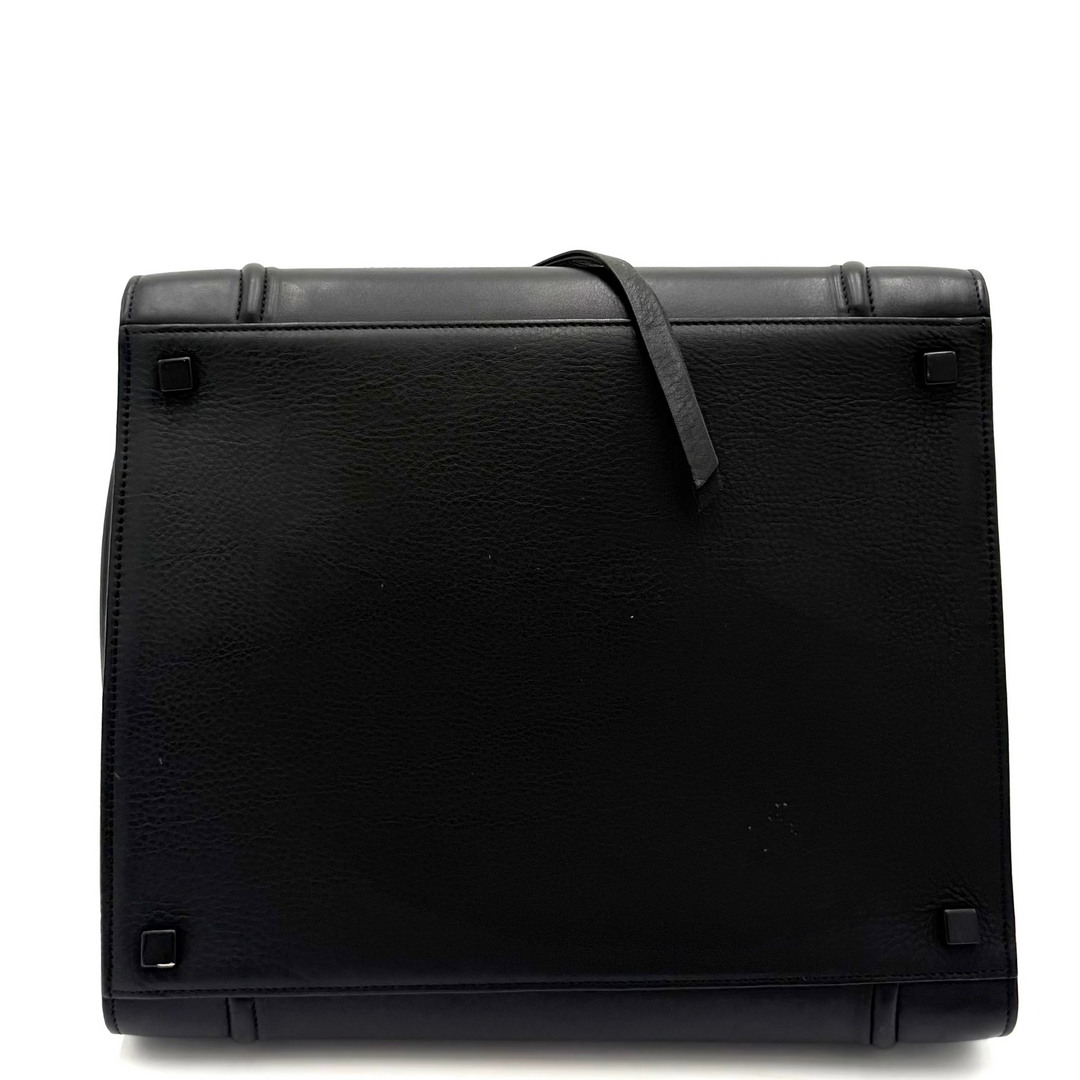 So Black Leather Luggage Tote