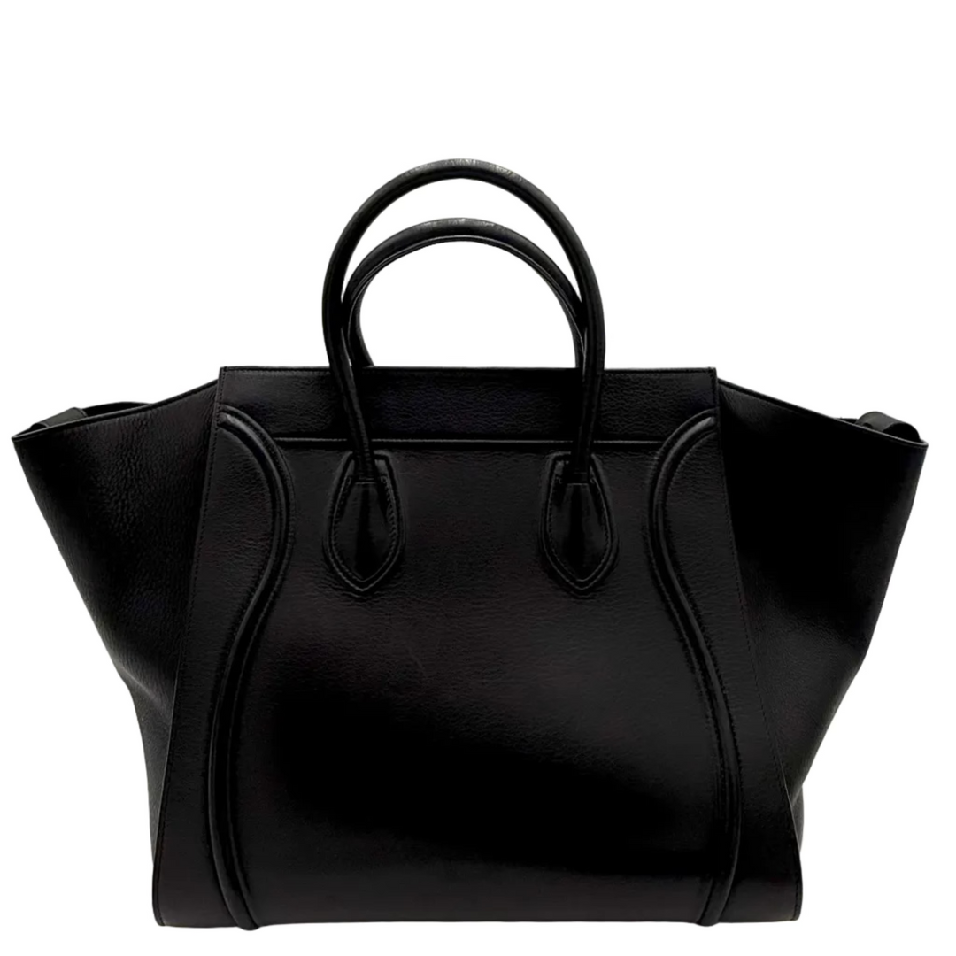 So Black Leather Luggage Tote