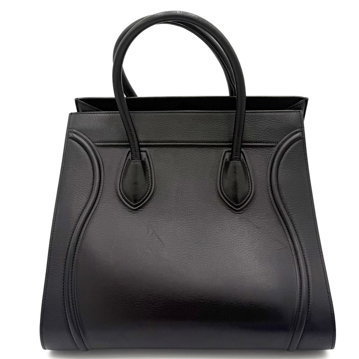 So Black Leather Luggage Tote