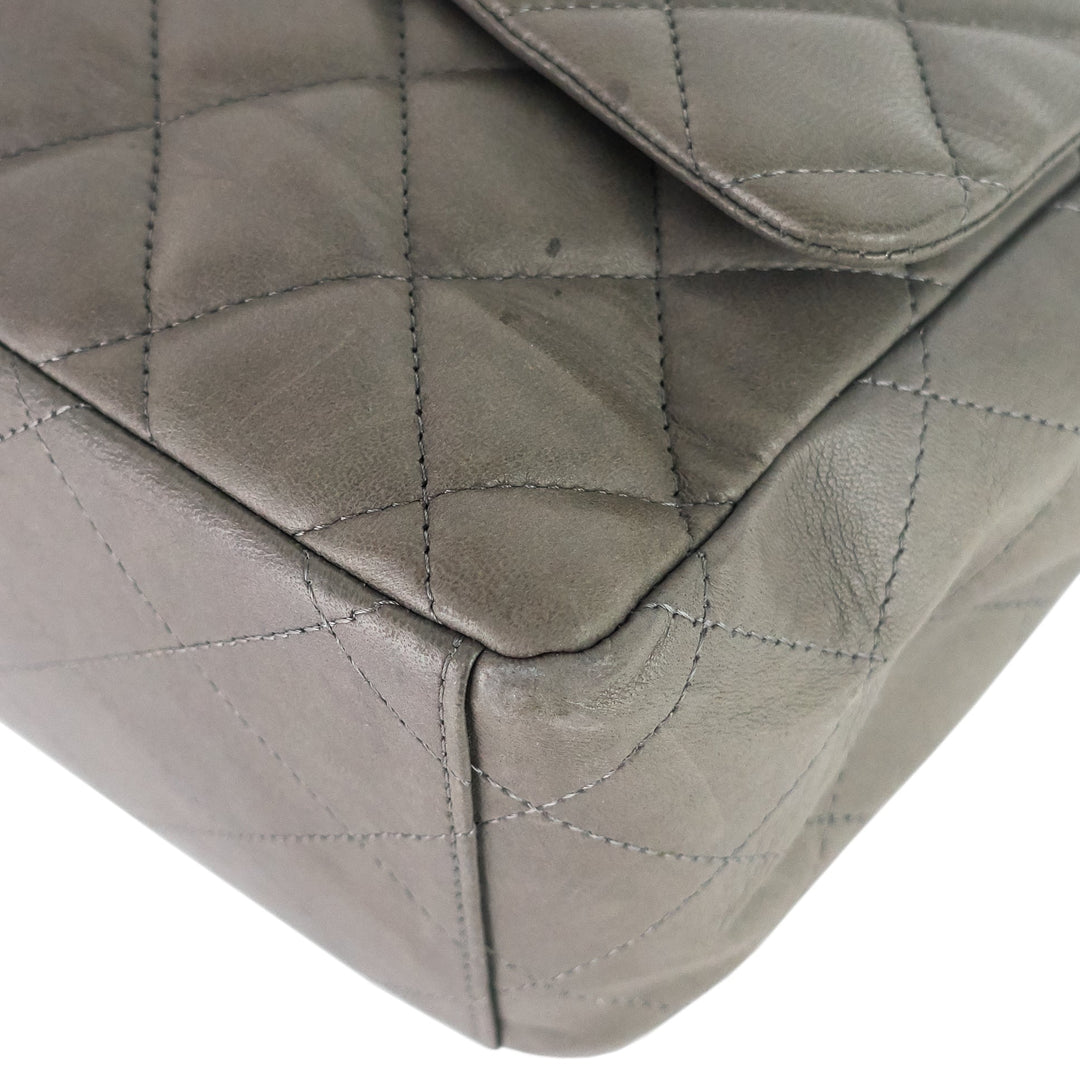 maxi flap lambskin leather bag