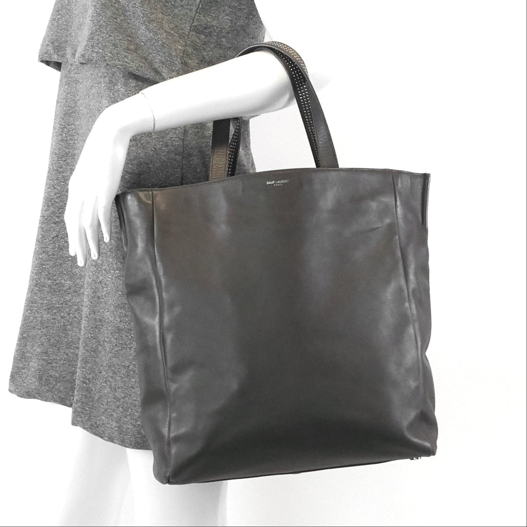 studded reversible leather and suede tote bag