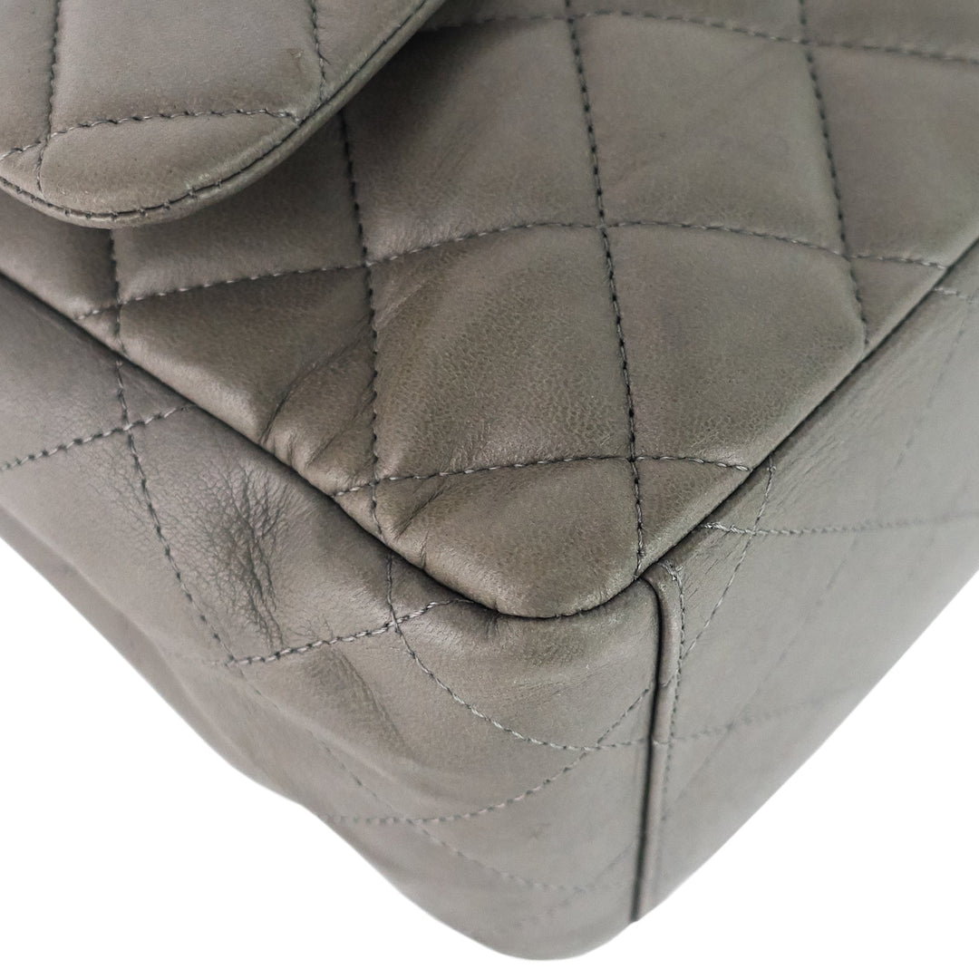 maxi flap lambskin leather bag