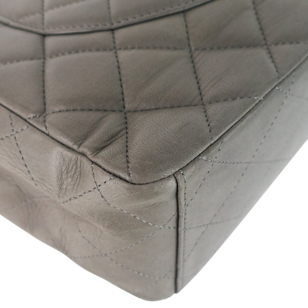 maxi flap lambskin leather bag