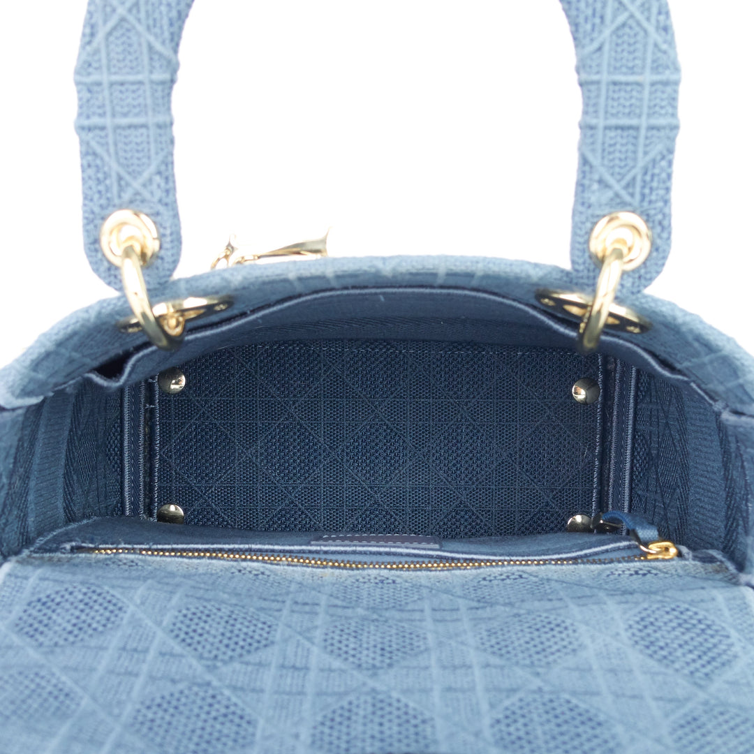 lady d-lite medium embroidered cannage bag