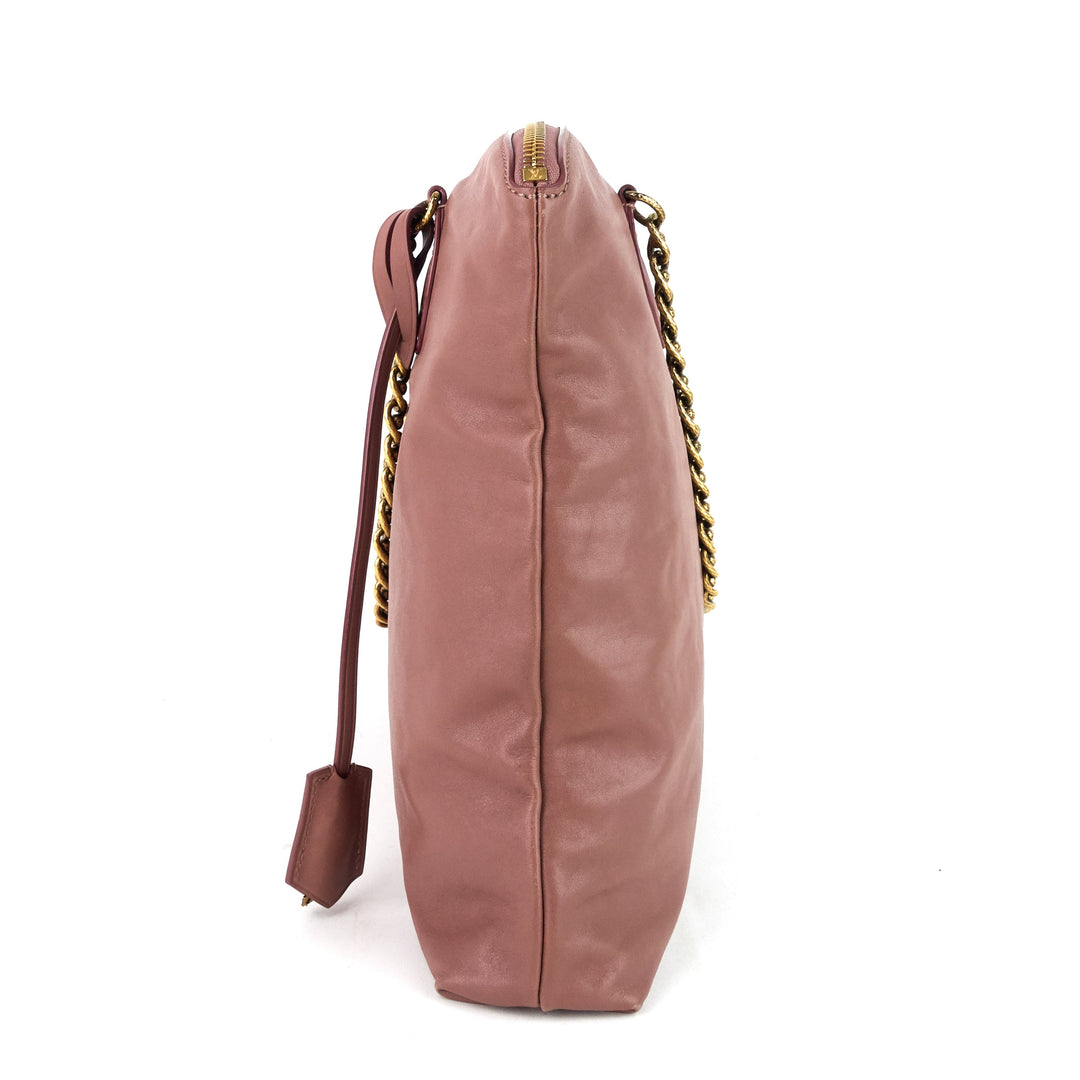 cuir boudoir lockit leather chain tote bag