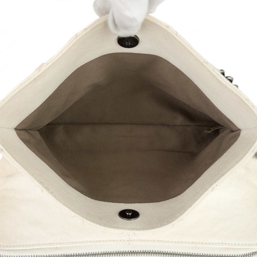 chic small matelassé caviar leather tote bag