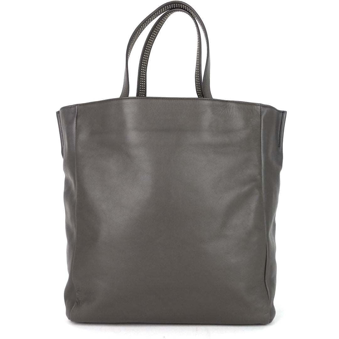 studded reversible leather and suede tote bag