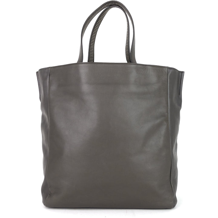 studded reversible leather and suede tote bag