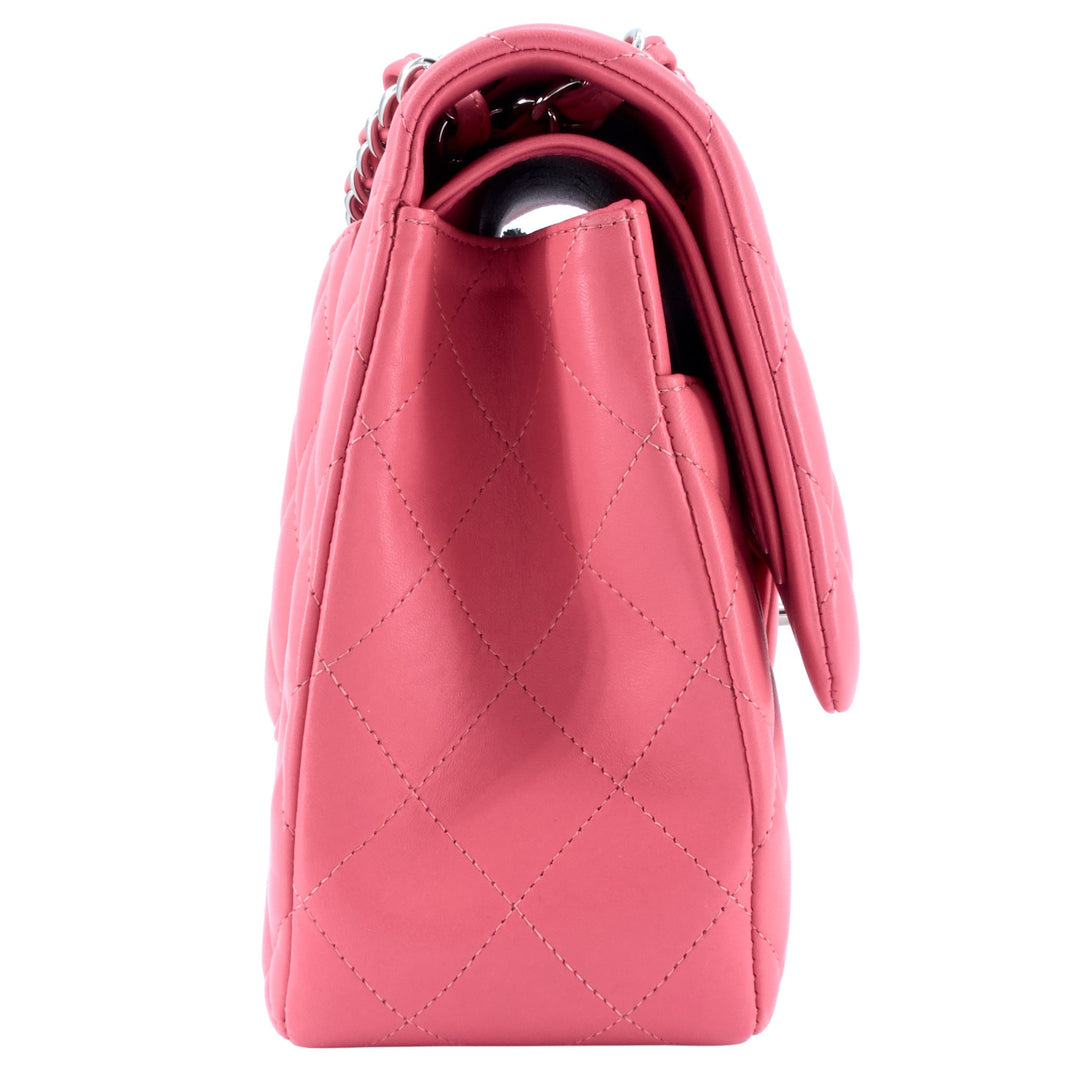 Classic Jumbo Double Flap Lambskin Leather Bag