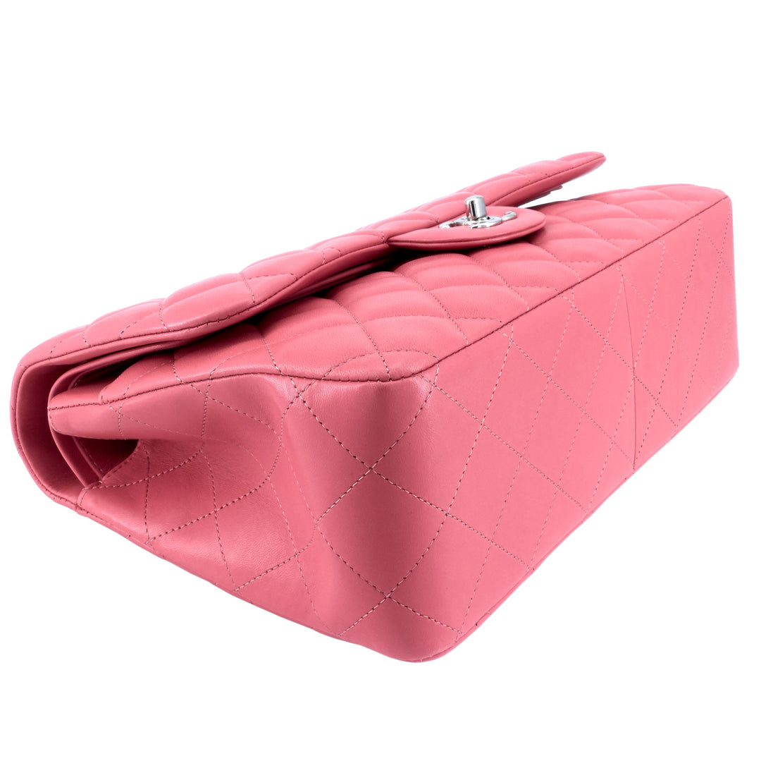 Classic Jumbo Double Flap Lambskin Leather Bag