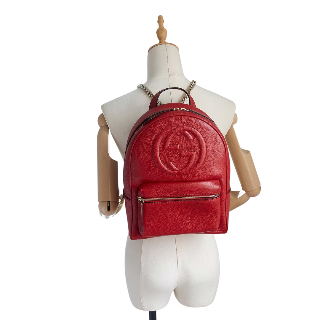 Soho Chain Calfskin Leather Backpack Bag