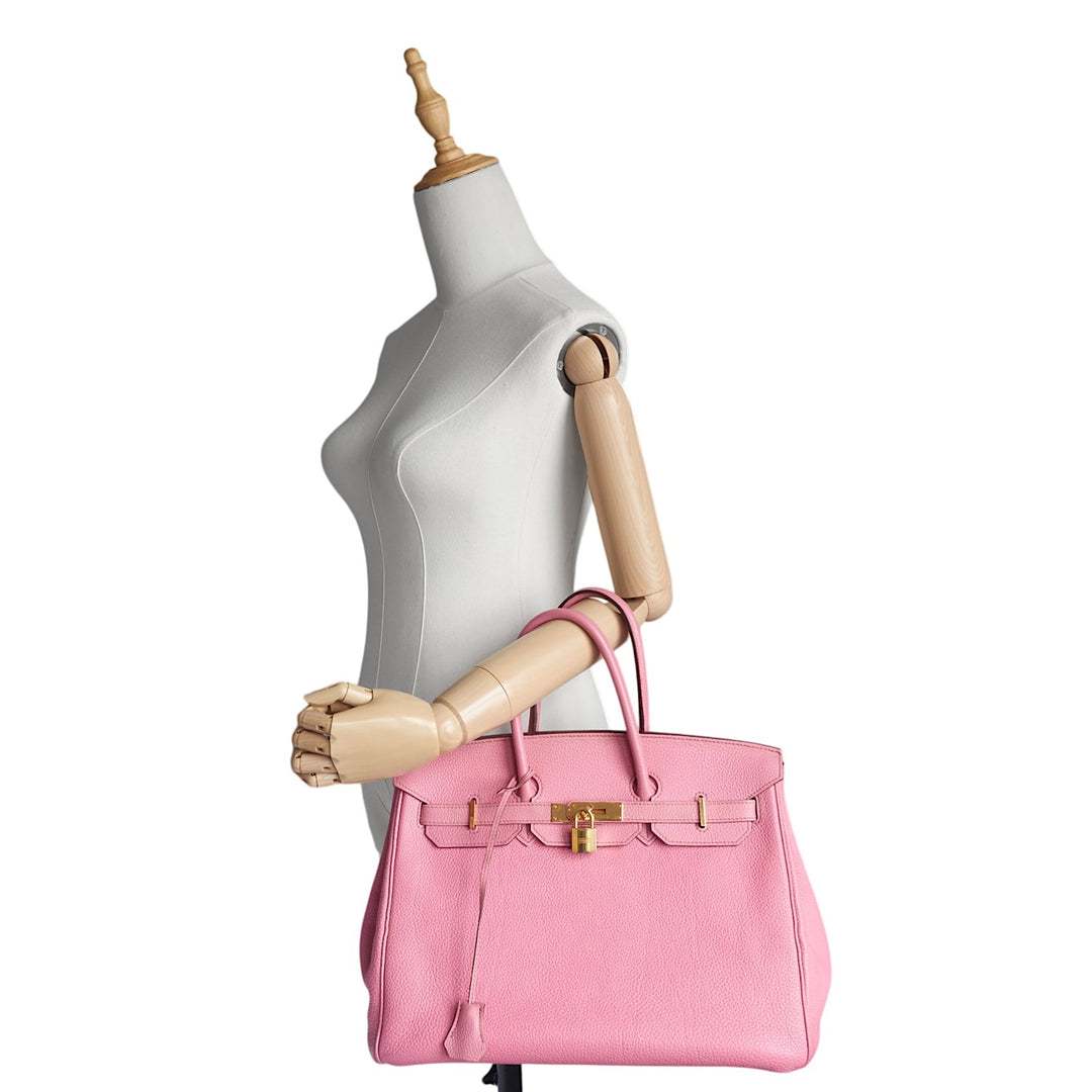 Birkin 35 Togo Leather Bubblegum Pink Bag With Gold Hardware