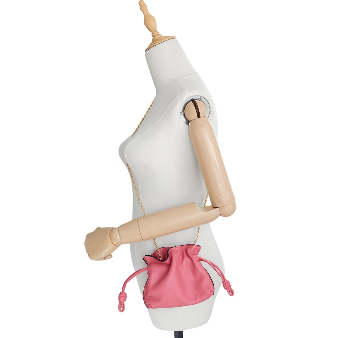 Flamenco Nano Knot Chain Leather Clutch Crossbody Bag