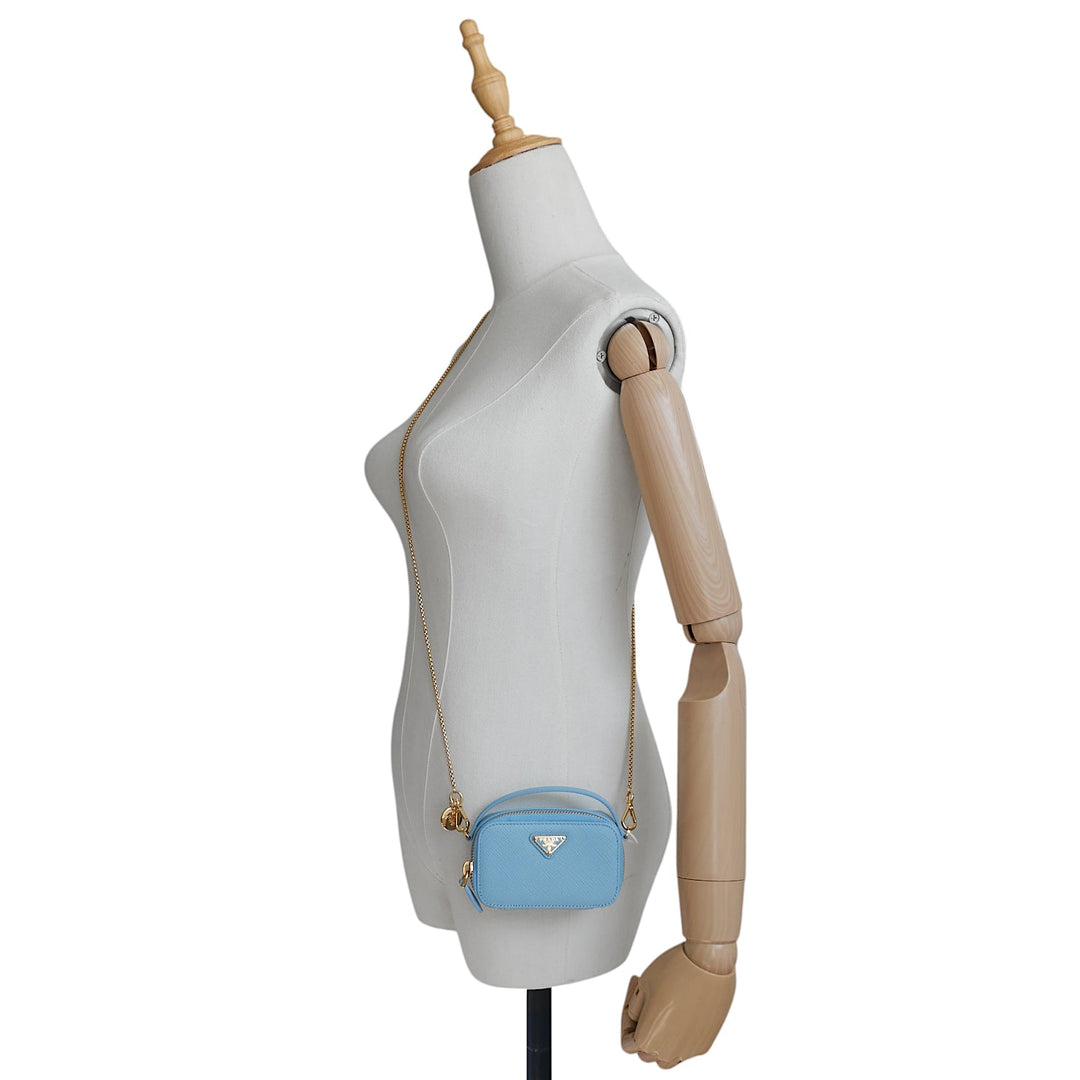Mini Zipped Saffiano Leather Crossbody Bag