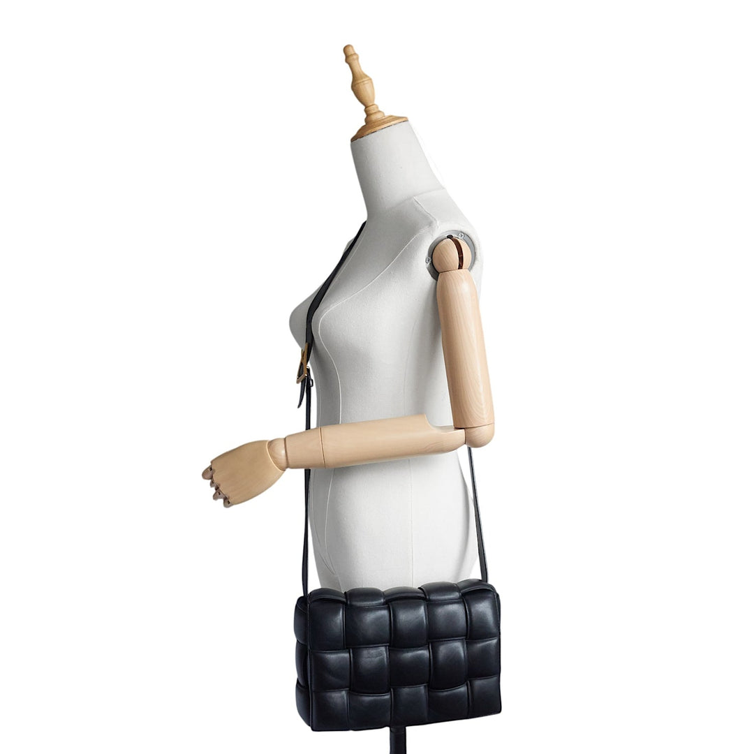 Padded Cassette Maxi Intreccio Nappa Leather Crossbody Bag