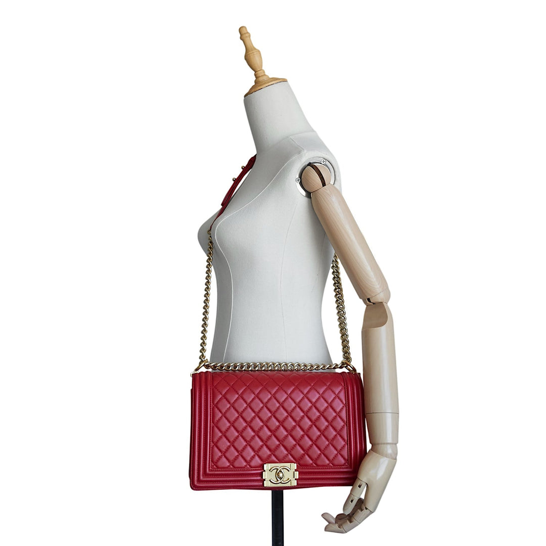 Boy New Medium Lambskin Leather Bag