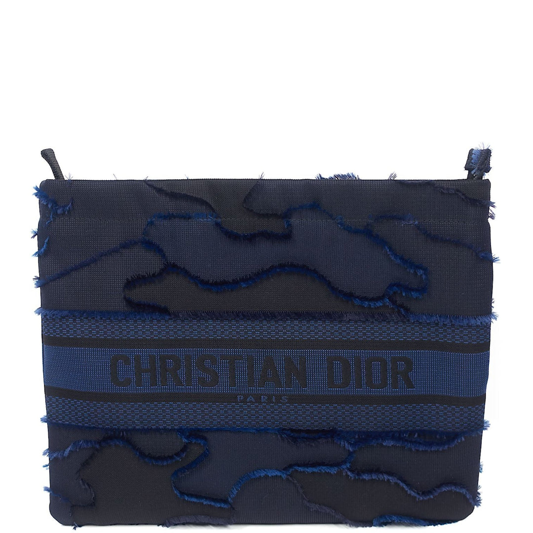 Camouflage Canvas Embroidered DiorDouble Zip Pouch
