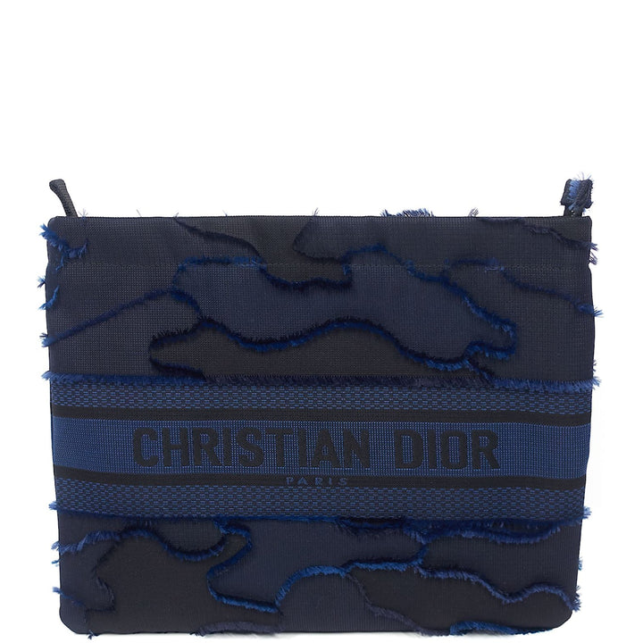 Camouflage Canvas Embroidered DiorDouble Zip Pouch