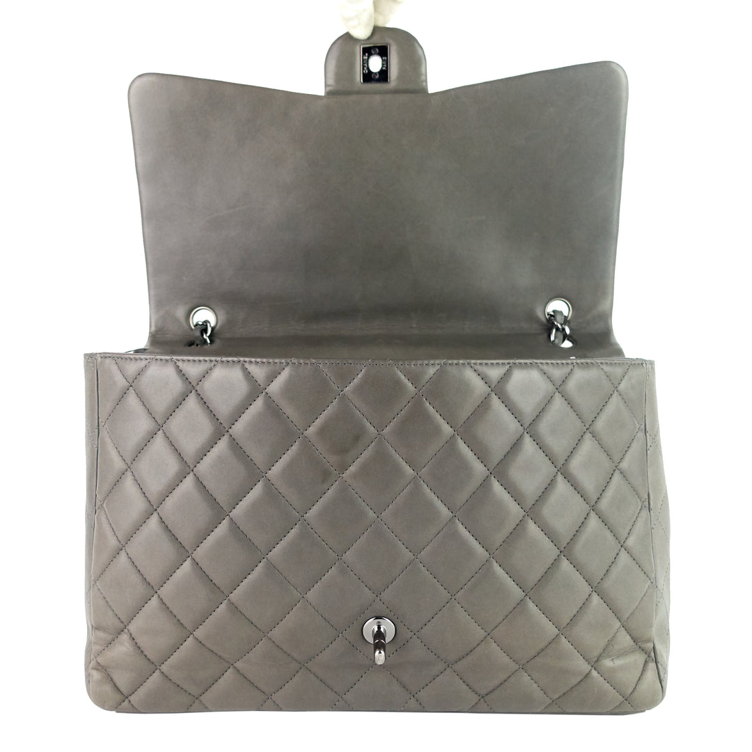 maxi flap lambskin leather bag