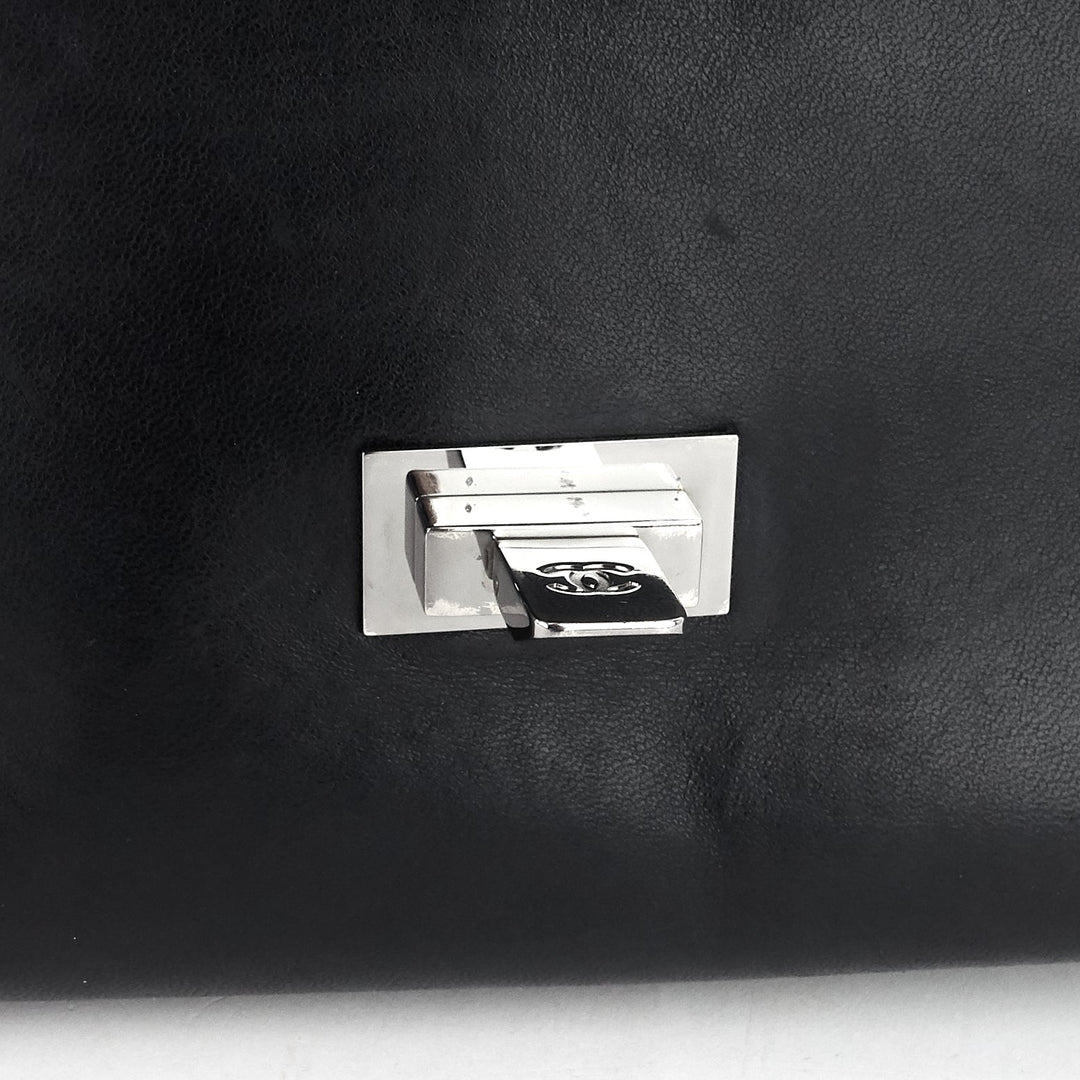 lambskin leather fliplock shoulder bag