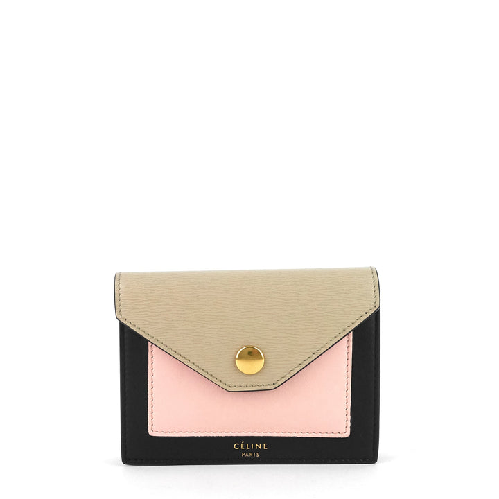 pocket tricolour calfskin card holder
