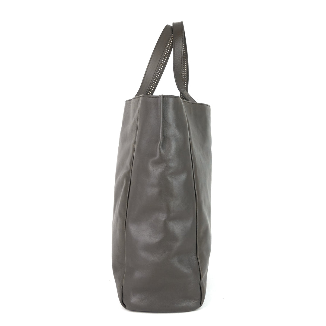 studded reversible leather and suede tote bag