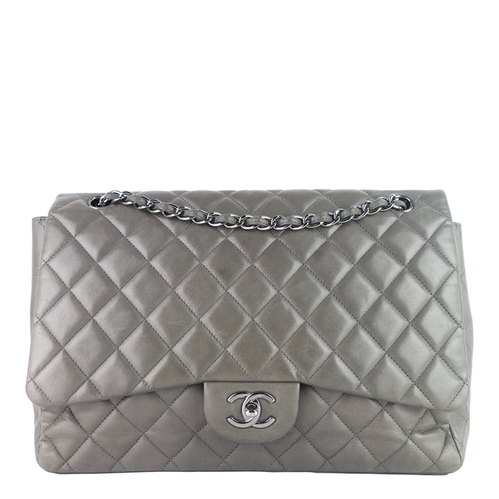 maxi flap lambskin leather bag