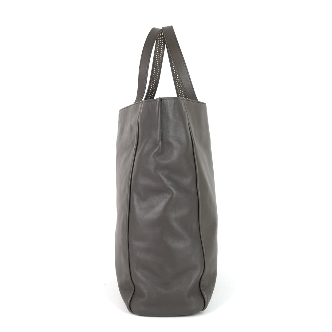 studded reversible leather and suede tote bag
