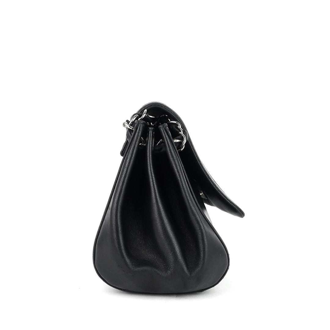 lambskin leather fliplock shoulder bag