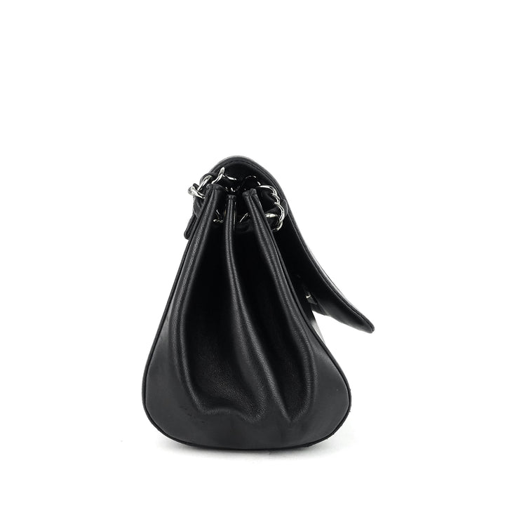lambskin leather fliplock shoulder bag