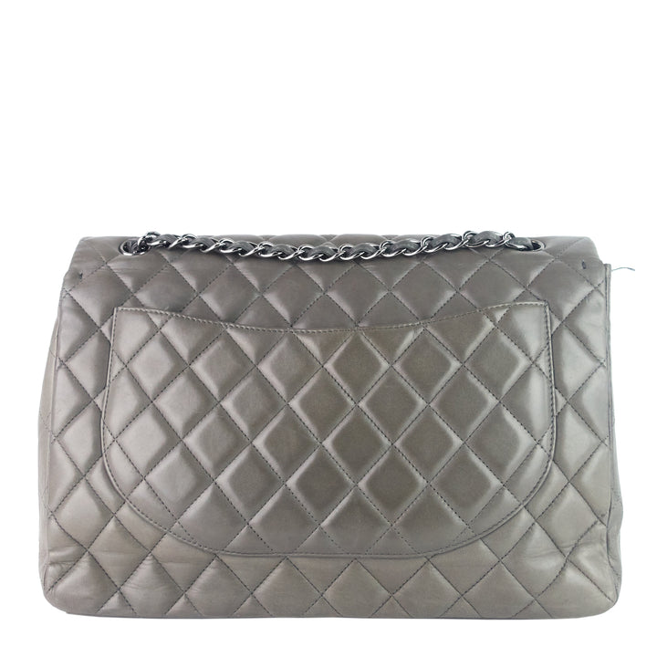 maxi flap lambskin leather bag