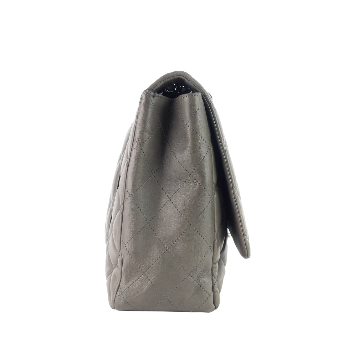 maxi flap lambskin leather bag