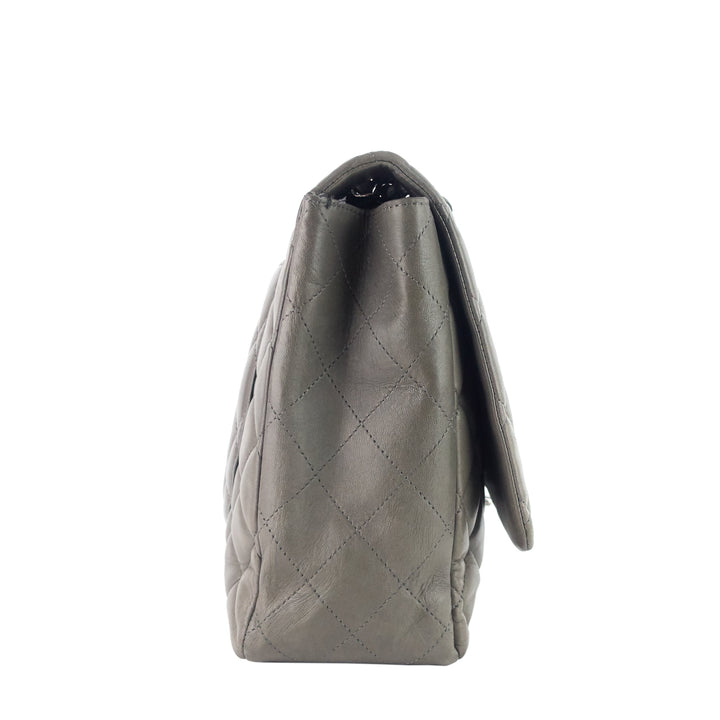 maxi flap lambskin leather bag