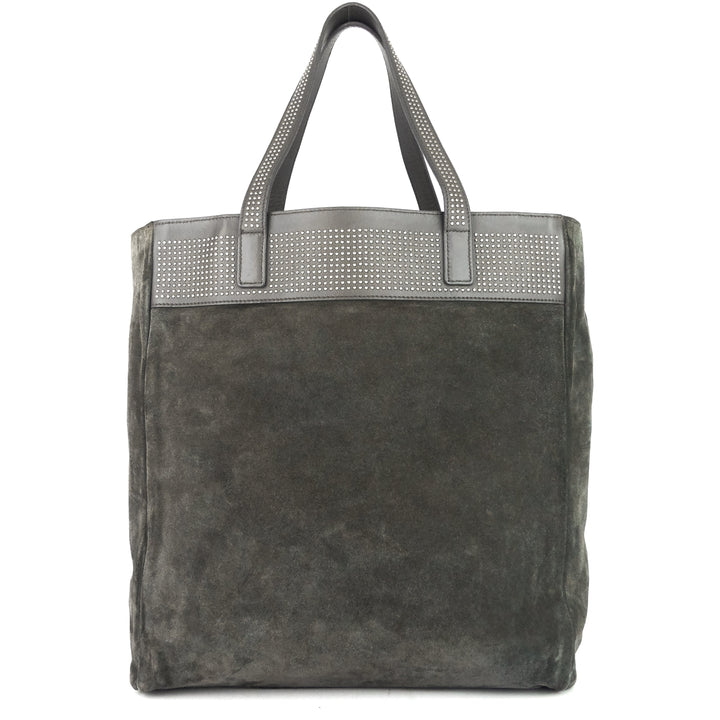 studded reversible leather and suede tote bag
