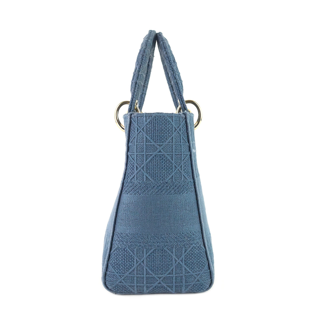 lady d-lite medium embroidered cannage bag